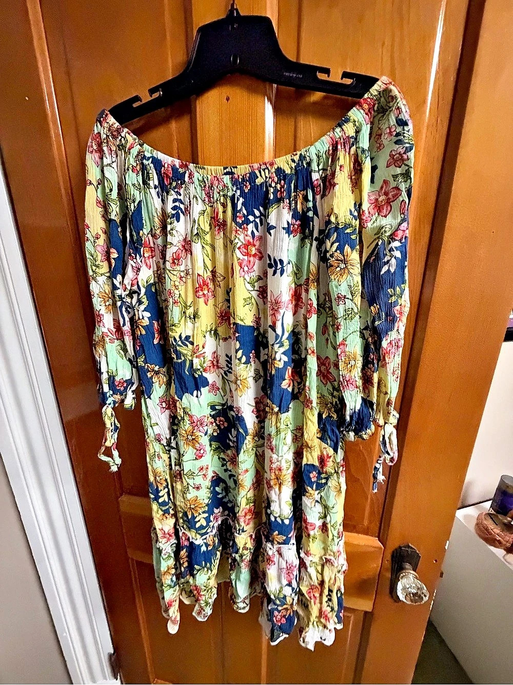 Millenium Floral Maxi Dress in Blue & Green XL Like New